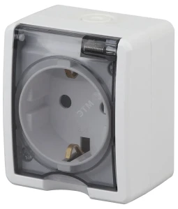 Розетка 2P+E IP54, 16A-250В, ОУ, Эра Эксперт, белый, 11-2401-01