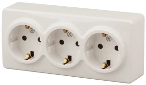 Розетка 3х2P+E Schuko, 16A-250В, ОУ, Эра Эксперт, сл.кость, 11-2208-02