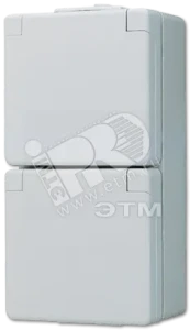 Розетка штепсельная SCHUKO накладная двойная с полем для надписи IP44 Розетка штепсельная SCHUKO накладная двойная с полем для надписи IP44