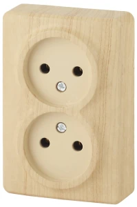 Розетка 2х2P, 16A-250В, ОУ, Эра Эксперт, сосна, 11-2202-11