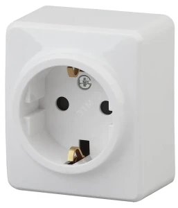 Розетка 2P+E Schuko со шторками, 16A-250В, ОУ, Эра Эксперт, белый, 11-2204-01