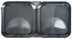 Розетка 2-местная горизонтальная TORS 16А IP55 графит Розетка 2-местная горизонтальная TORS 16А IP55 графит