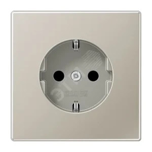 Штепсельная розетка SCHUKO одинарная, с заземлением, без шторок, 16A, 250В (механизм + накладка, без рамки). Серия LS990 Материал- металл благородная сталь