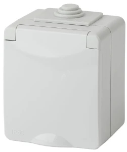 Розетка 2P+E IP65, шторки, 16A-250В, ОУ, Эра Эксперт, серый, 11-2602-03