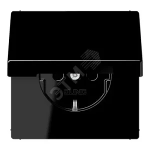 Штепсельная розетка SCHUKO одинарная, с заземлением, с откидной крышкой, 16A, 250В (механизм + накладка, без рамки). Серия LS990 Материал- дуропласт Цвет- черный Штепсельная розетка SCHUKO одинарная, с заземлением, с откидной крышкой, 16A, 250В (механизм + накладка, без рамки). Серия LS990 Материал- дуропласт Цвет- черный