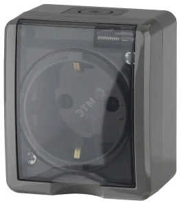 Розетка 2P+E IP54, шторки, 16A-250В, ОУ, Эра Эксперт, серый, 11-2402-03