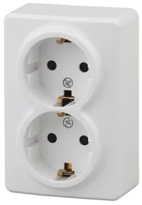 Розетка 2х2P+E Schuko, 16A-250В, ОУ, Эра Эксперт, белый, 11-2205-01