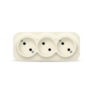 Розетка трехместная серия IONICH, б/з, о/у, 16А, 220В, слоновая кость (ivory)