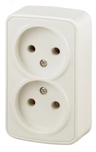 Розетка 2х2P, 16A-250В, ОУ, Polo, сл.кость, 3-203-02