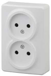 Розетка 2х2P, 16A-250В, ОУ, Эра Эксперт, белый, 11-2202-01
