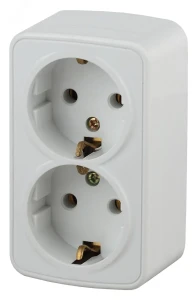 Розетка 2х2P+E Schuko, 16A-250В, ОУ, Polo, белый, 3-204-01