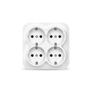 Розетка четырехместная квадратная серия IONICH, с/з, о/у, 16А, 220В, белая (еврослот)
