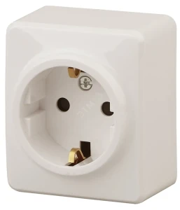 Розетка 2P+E Schuko со шторками, 16A-250В, ОУ, Эра Эксперт, сл.кость, 11-2204-02