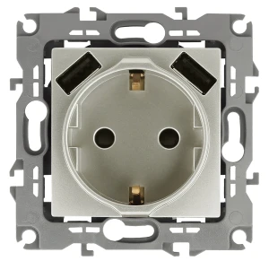 Розетка 2P+E 16A-250В, штор. с 2xUSB 5В-3А, Эра12, перламутр (10/100/2000) 12-4109-15 Розетка 2P+E 16A-250В, штор. с 2xUSB 5В-3А, Эра12, перламутр (10/100/2000) 12-4109-15