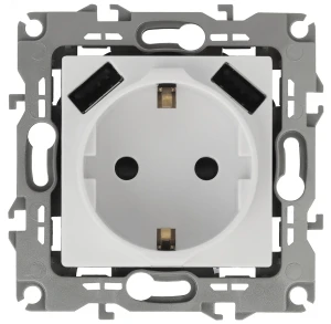 Розетка 2P+E 16A-250В, штор. с 2xUSB 5В-3А, Эра12, белый (10/100/2000) 12-4109-01 Розетка 2P+E 16A-250В, штор. с 2xUSB 5В-3А, Эра12, белый (10/100/2000) 12-4109-01