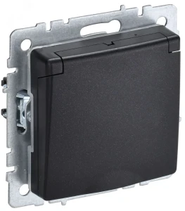 BRITE Розетка с заземлением с защитными шторками и крышкой 16А IP44 РСбш10-3-44-БрЧ черный BRITE Розетка с заземлением с защитными шторками и крышкой 16А IP44 РСбш10-3-44-БрЧ черный