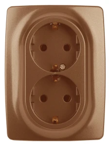 Розетка 2X2P+E Schuko, 16A-250В, Эра12, медь, 12-2106-14 Розетка 2X2P+E Schuko, 16A-250В, Эра12, медь, 12-2106-14