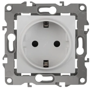 Розетка 2P+E Schuko, 16A-250В, винт, б.л., Эра12, белый, 12-2011-01