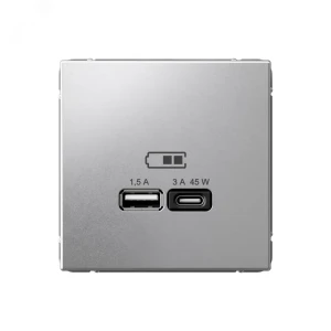 ARTGALLERY USB розетка A + тип-C 45Вт высокоскор.заряд. QC, PD, механизм, алюминий ARTGALLERY USB розетка A + тип-C 45Вт высокоскор.заряд. QC, PD, механизм, алюминий