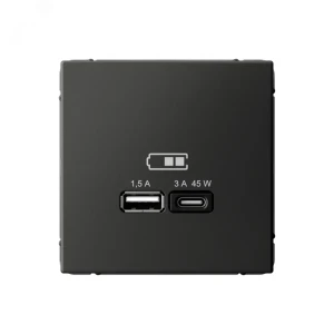 ARTGALLERY USB розетка A + тип-C 45Вт высокоскор.заряд. QC, PD, механизм, базальт ARTGALLERY USB розетка A + тип-C 45Вт высокоскор.заряд. QC, PD, механизм, базальт