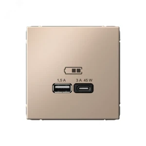 ARTGALLERY USB розетка A + тип-C 45Вт высокоскор.заряд. QC, PD, механизм, песочный ARTGALLERY USB розетка A + тип-C 45Вт высокоскор.заряд. QC, PD, механизм, песочный