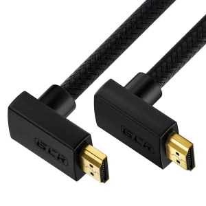 Кабель HDMI 2.0, Ultra HD 19М на 19М, 1 м., угловой, черный нейлон