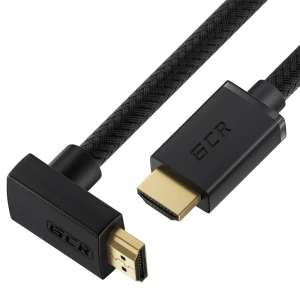 Кабель HDMI 2.0, Ultra HD 19М на 19М, 1.5 м., верхний угол, черный нейлон